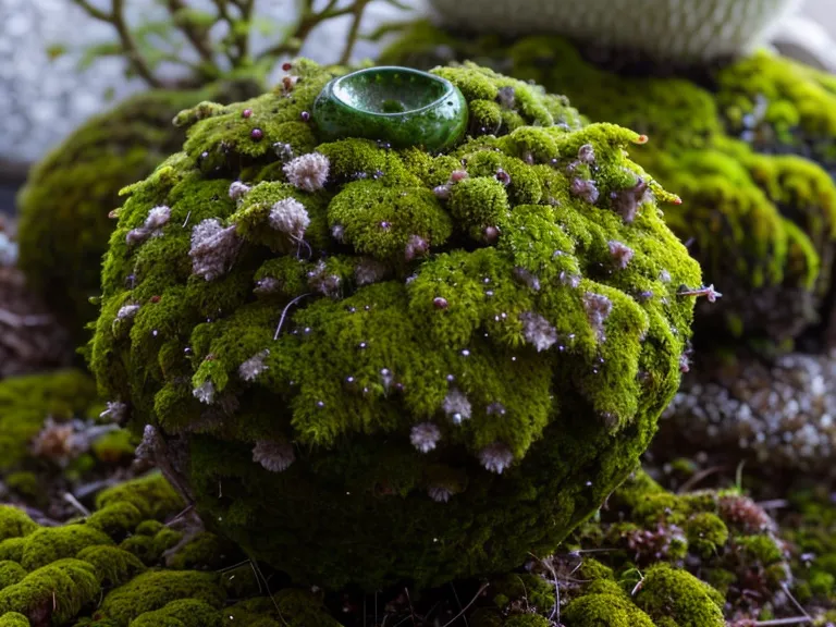 Comparación de tipos de musgo y medición de una bola de kokedama de 12 cm.