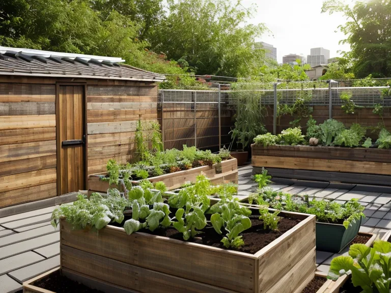 Herramientas de jardinería urbana y frascos de semillas organizados dentro de un armario de exterior