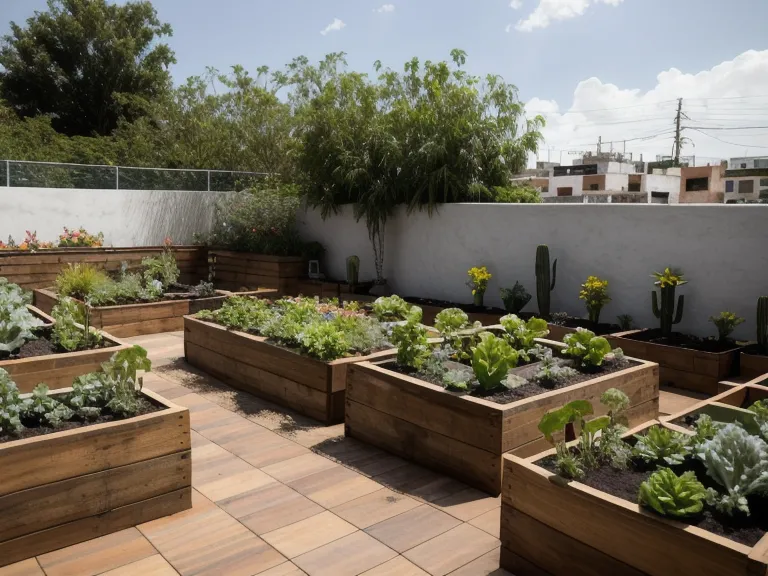 Centrifugadora de lechuga manual, herramienta de cocina para huerto urbano, sobre mesa de madera en azotea